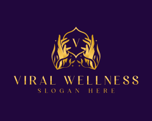 Floral Wellness Hand logo design