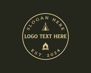 Camping Tent Bonfire logo