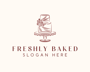 Floral Cake Baking logo design