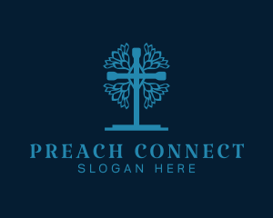 Blue Crucifix Church logo design