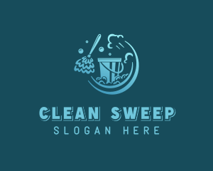 Cleaning Bucket Mop logo design