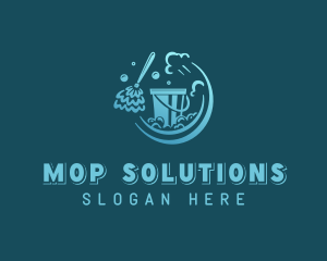 Cleaning Bucket Mop logo design