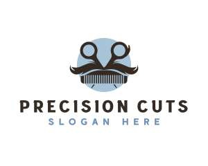 Barbershop Scissors Comb logo design