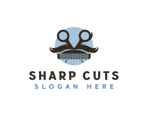 Barbershop Scissors Comb logo design