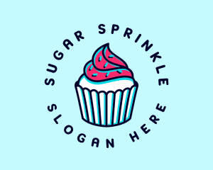 Sprinkle Cupcake Dessert logo design