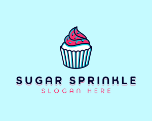 Sprinkle Cupcake Dessert logo design