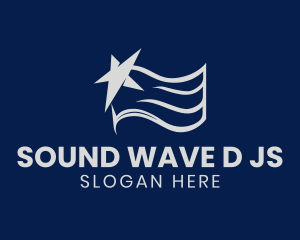 Abstract Star Wave Flag logo design