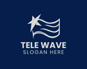 Abstract Star Wave Flag logo design