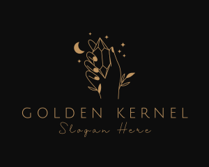 Golden Hand Diamond logo design