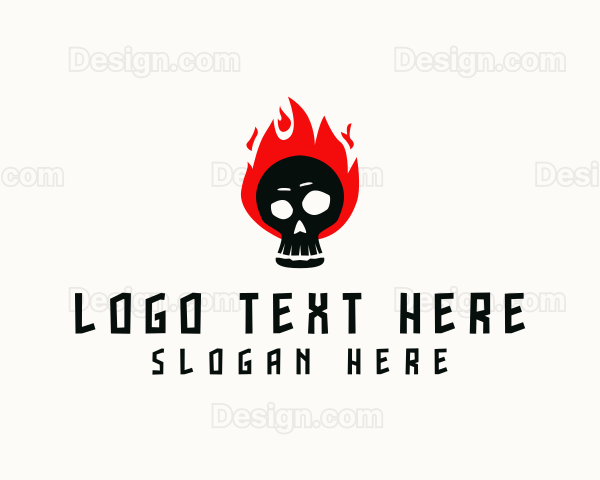 Spooky Fire Skull Logo