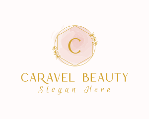 Beauty Floral Watercolor Hexagon logo design