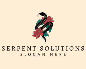 Snake Floral Tattoo logo design