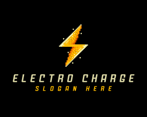 Pixel Lightning Bolt logo design