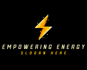 Pixel Lightning Bolt logo design