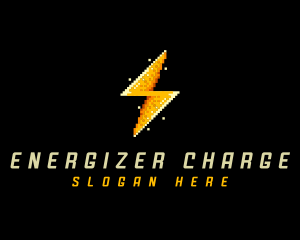 Pixel Lightning Bolt logo design