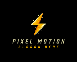 Pixel Lightning Bolt logo design