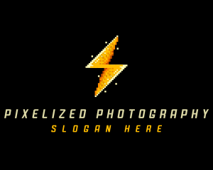 Pixel Lightning Bolt logo design