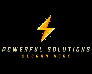 Pixel Lightning Bolt logo design