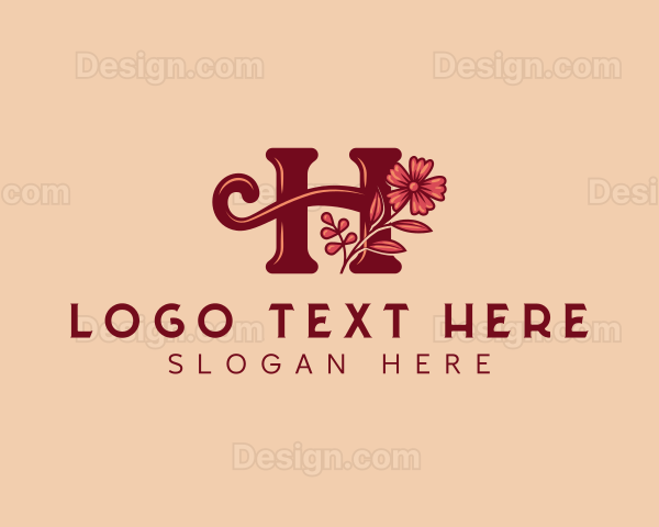 Cursive Floral Letter H Logo