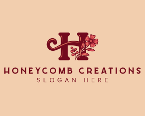 Cursive Floral Letter H logo design