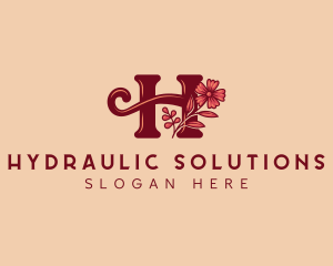 Cursive Floral Letter H logo design