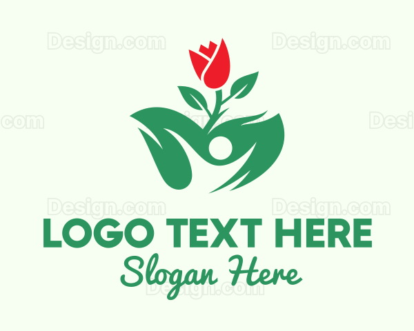 Human Rose Plant Logo