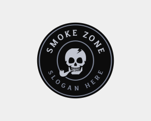 Skull Smoking Pipe logo design