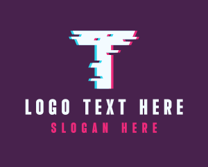 Cyber Anaglyph Letter T logo