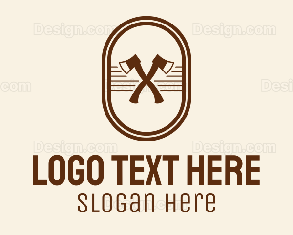 Axe Lumberjack Oval Badge Logo