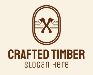 Axe Lumberjack Oval Badge logo design