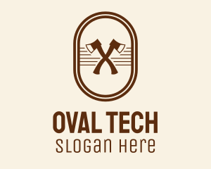 Axe Lumberjack Oval Badge logo design