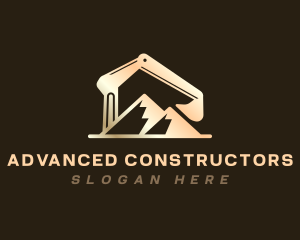 Construction Backhoe Mountain logo design