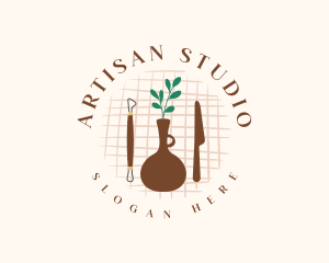 Vase Pottery Tools logo design