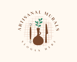 Vase Pottery Tools logo design