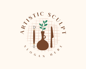 Vase Pottery Tools logo design