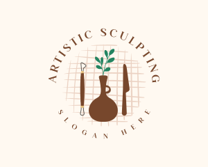 Vase Pottery Tools logo design