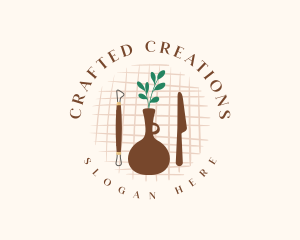 Vase Pottery Tools logo design