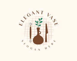 Vase Pottery Tools logo design