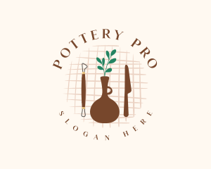 Vase Pottery Tools logo design