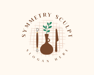 Vase Pottery Tools logo design