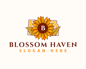 Kansas Floral Sunflower logo design