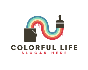 Colorful Paintbrush Painting logo design