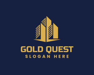 Gold Apartment Building Architecture logo design