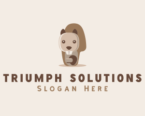 Chipmunk Animal Acorn logo design