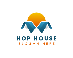 Sun House Roof Construction logo design