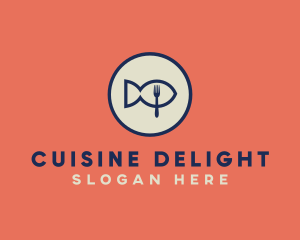 Fish Seafood Fork Plate logo design