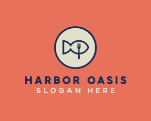 Fish Seafood Fork Plate logo design