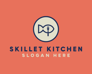 Fish Seafood Fork Plate logo design