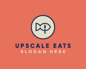 Fish Seafood Fork Plate logo design