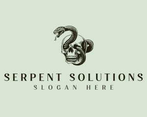 Skull Head Snake logo design